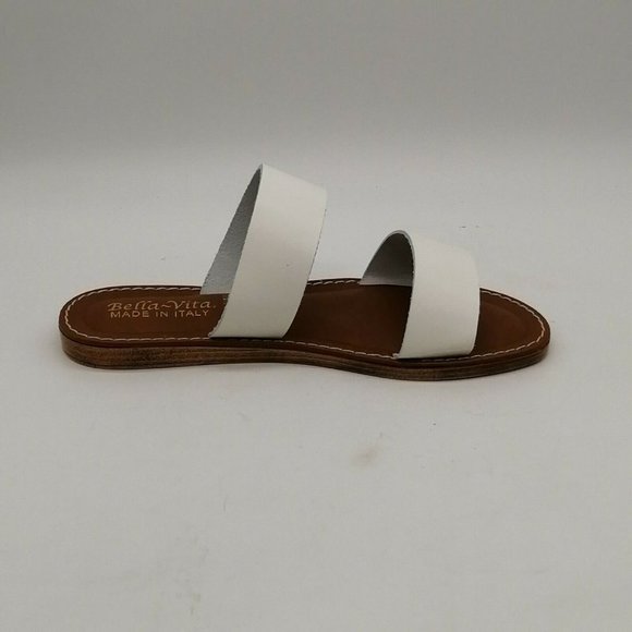 Bella Vita‎ Womens Lea Slide Sandals White Leather Double Straps Wedge 6.5WW NEW - Picture 2 of 10